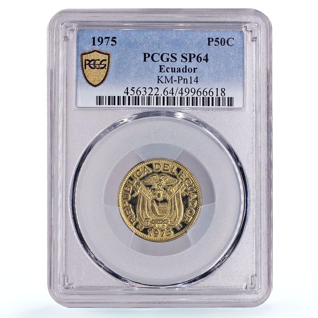 Ecuador 50 centavos Republic Coinage PATTERN TRIAL KM-Pn14 SP64 PCGS coin 1975