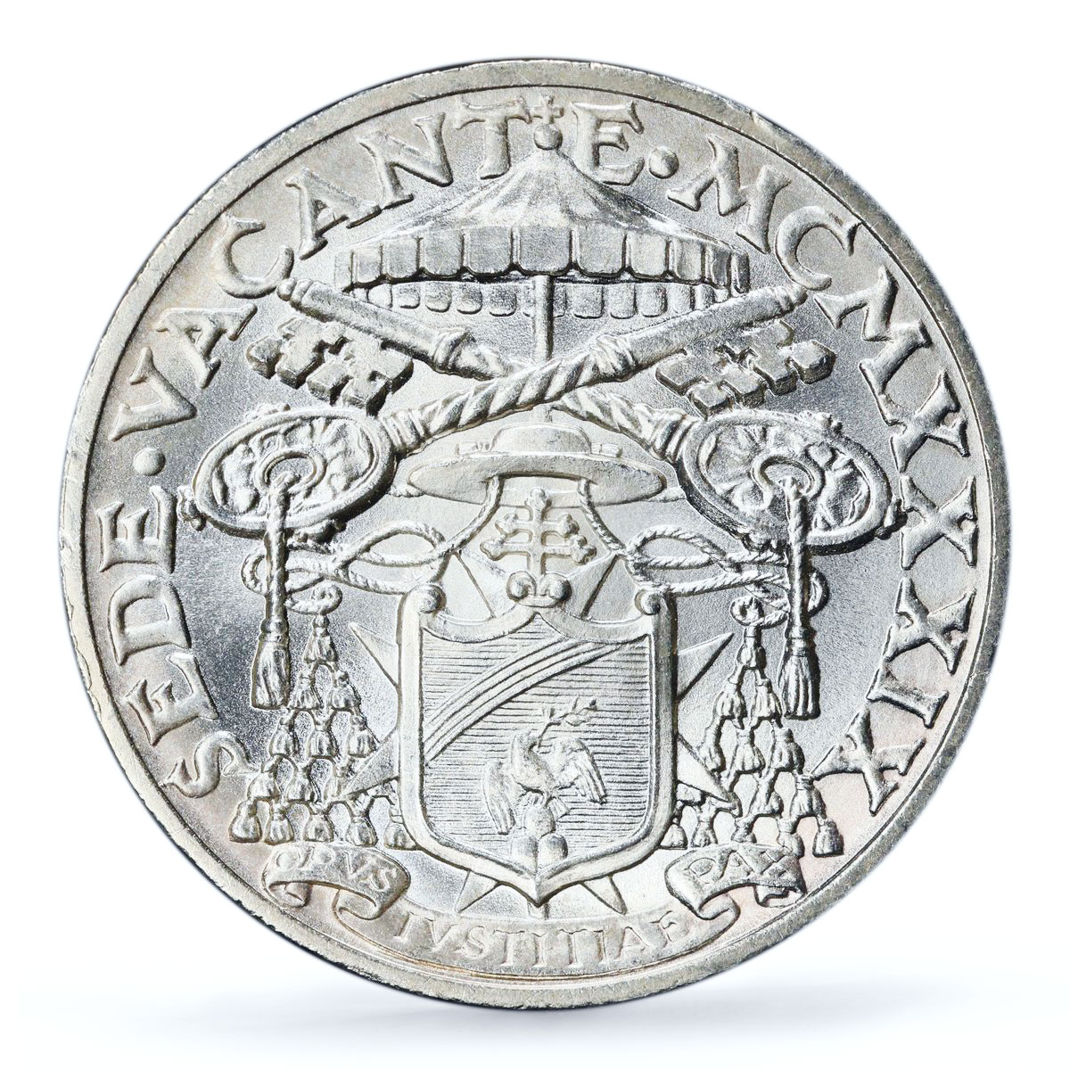 Italy Vatican 10 lire Sede Vacante Dove Sun KM-21 MS67 PCGS silver coin 1939 Italy Vatican 10 lire Sede Vacante Dove Sun KM-21 MS67 PCGS silver coin 1939