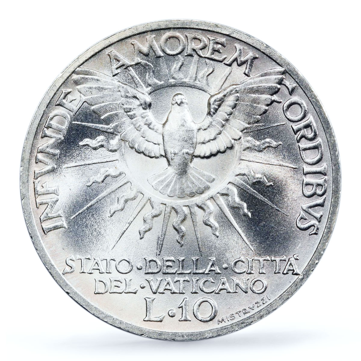 Italy Vatican 10 lire Sede Vacante Dove Sun KM-21 MS67 PCGS silver coin 1939 Italy Vatican 10 lire Sede Vacante Dove Sun KM-21 MS67 PCGS silver coin 1939