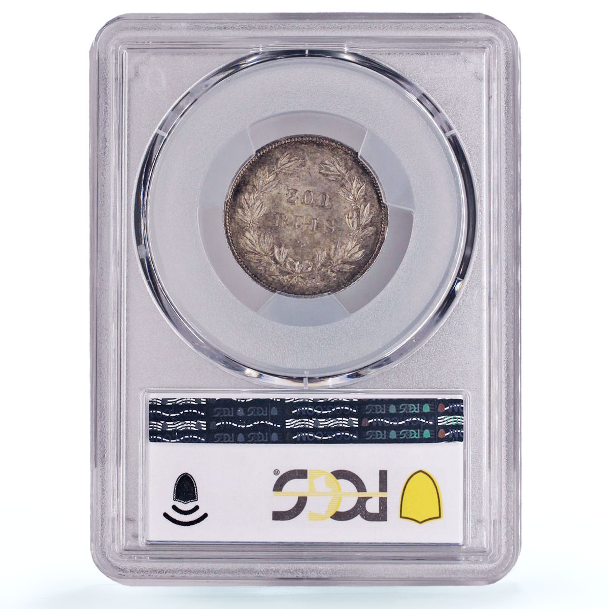 Portugal 200 reis Queen Maria II Coinage KM-474 MS63 PCGS silver coin 1843