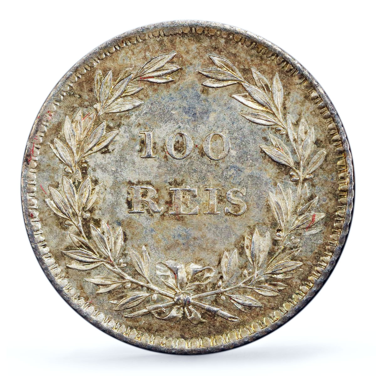 Portugal 100 reis Queen Maria II Coinage KM-485 MS64 PCGS silver coin 1851