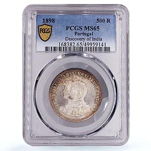 Portugal 500 reis India Discovery Carlos Charles I MS65 PCGS silver coin 1898