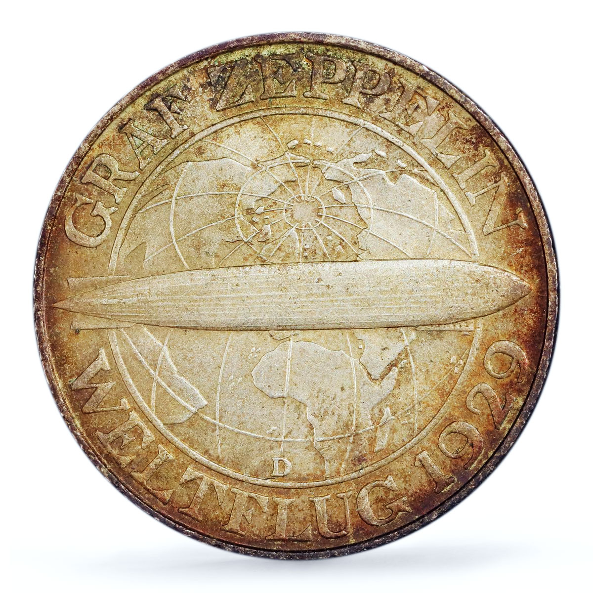 Germany 3 mark Graf Zeppelin Flight Airship Mark D MS64 PCGS silver coin 1930