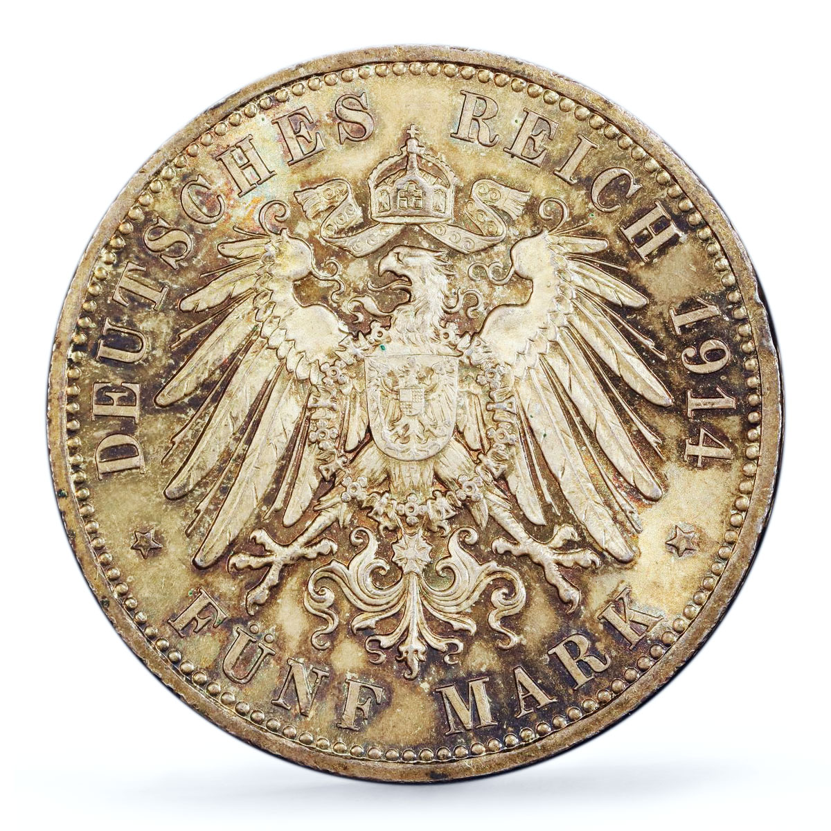 Germany Prussia 5 mark William Wilhelm II Thaler MS64 PCGS silver coin 1914