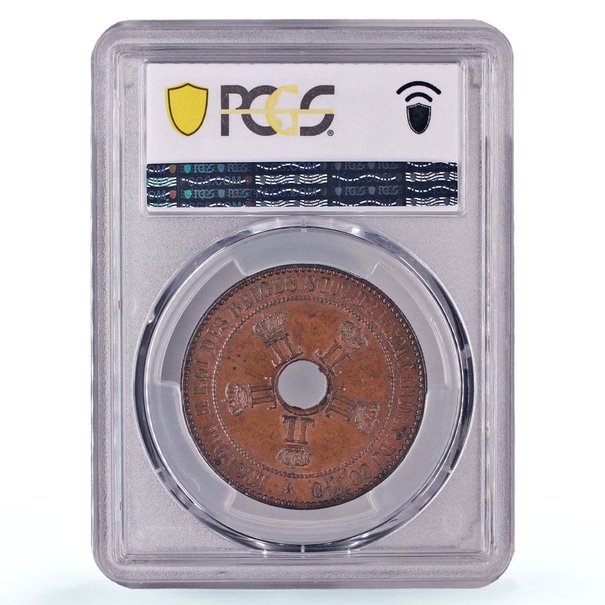 Belgium Congo Free State 10 centimes Leopold II Star MS63 PCGS copper coin 1889