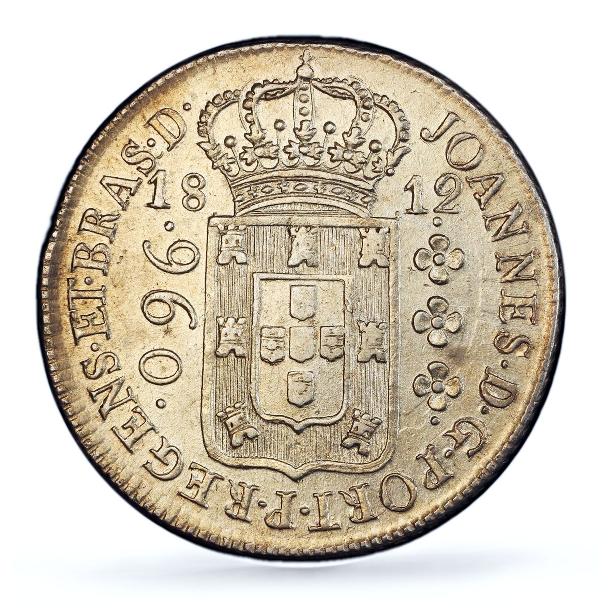 Brazil 960 reis Prince Jonh Joao Regent Mark B AU55 PCGS silver coin 1812