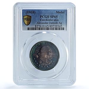 Czechoslovakia Alexander Dubcek Jan Hus Politics SP65 PCGS silver medal 1968