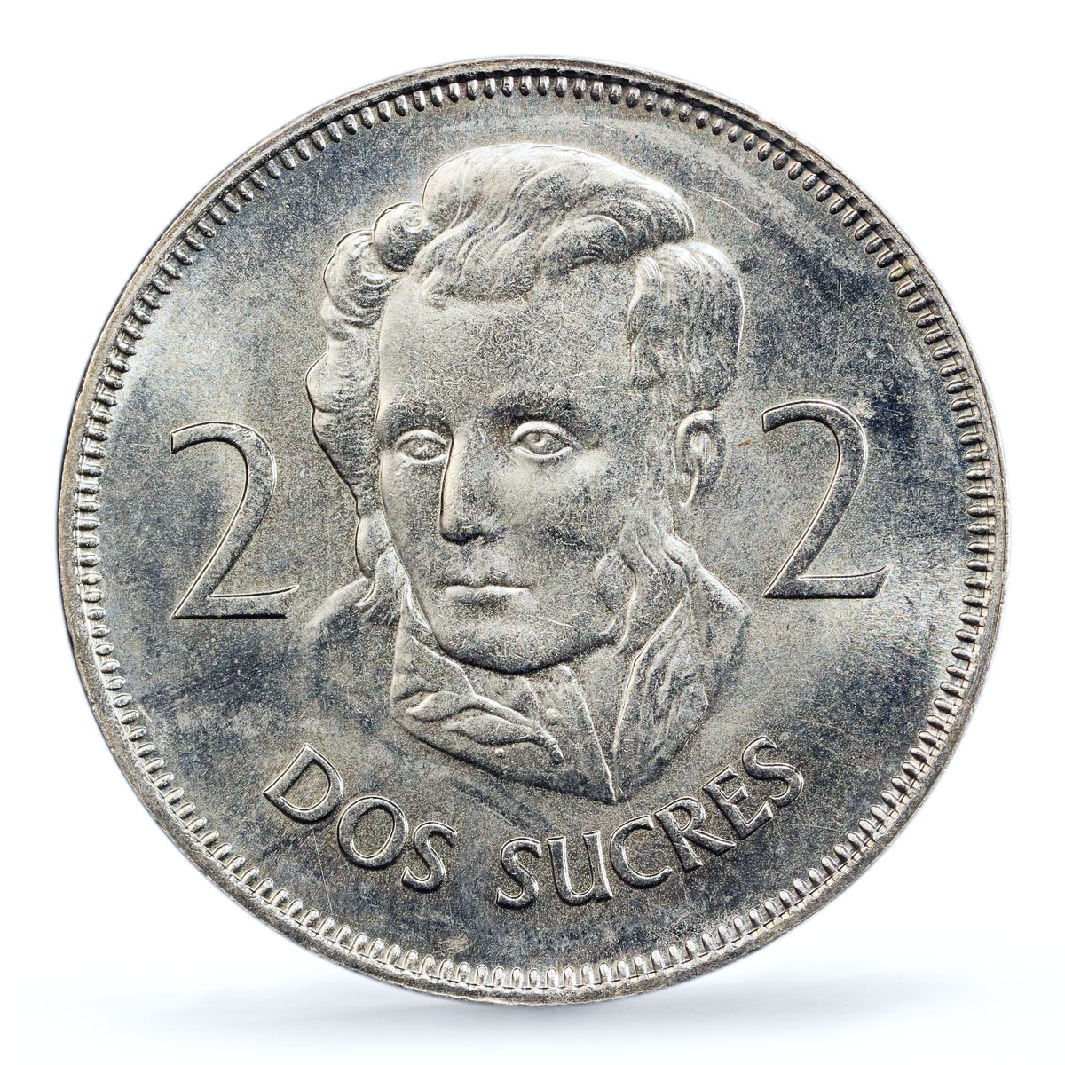 Ecuador 2 sucre Non Circulating Destroyed Mintage KM-82 MS67 PCGS CuNi coin 1973