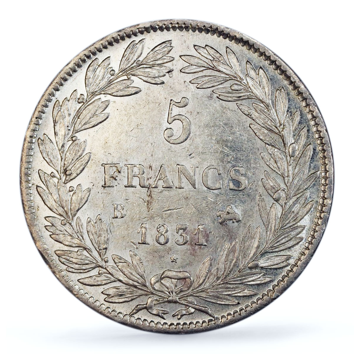 France 5 francs Louis Philippe Coinage Rouen Mint AU58 PCGS silver coin 1831