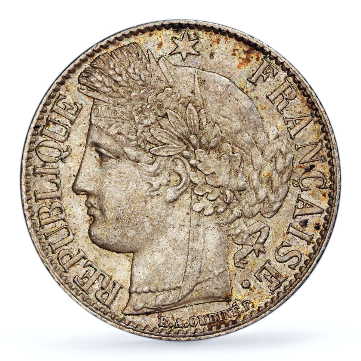 France 1 franc 3d Republic Coinage Ceres Head KM-822 MS62 PCGS silver coin 1888