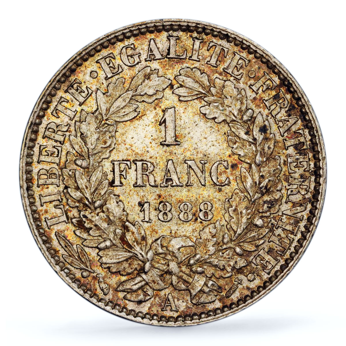 France 1 franc 3d Republic Coinage Ceres Head KM-822 MS62 PCGS silver coin 1888