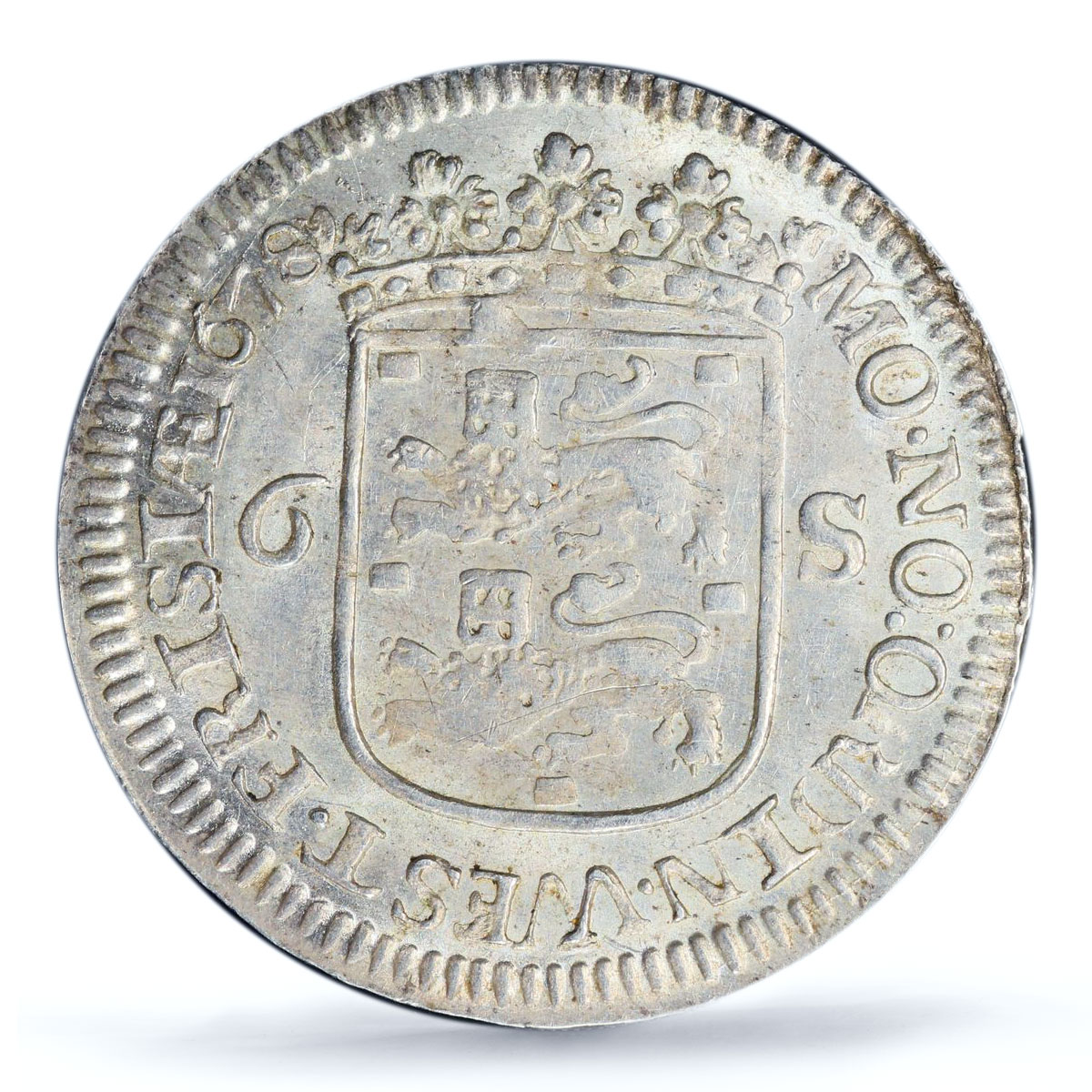 Netherlands W. Friesland 6 stuiver Ship Clipper KM-76 MS63 PCGS silver coin 1678