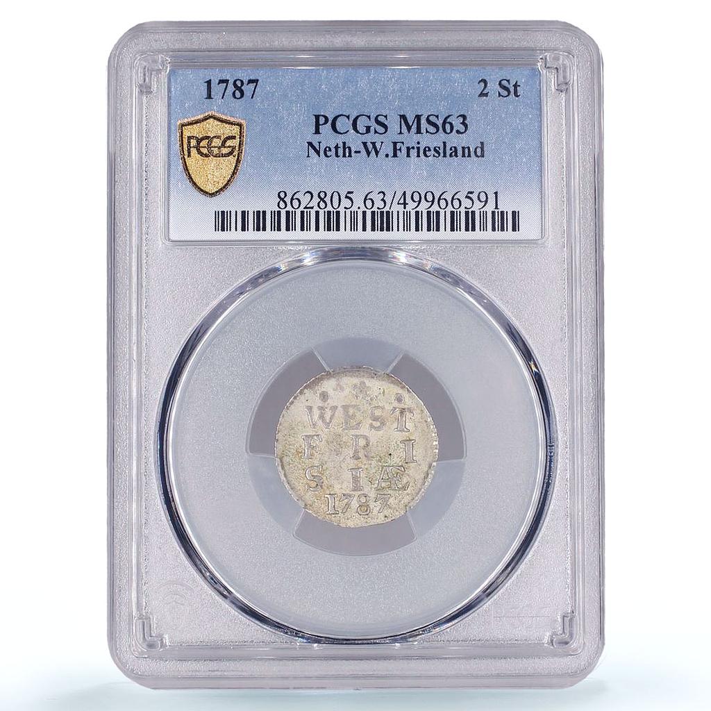 Netherlands W. Friesland 2 stuiver Province KM-106.1 MS63 PCGS silver coin 1787