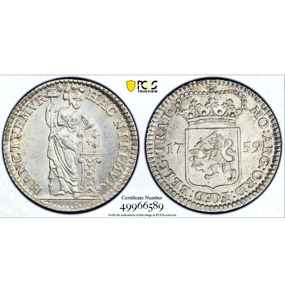 Netherlands Utrecht 1/4 gulden Armed Female KM-113 MS64 PCGS silver coin 1759
