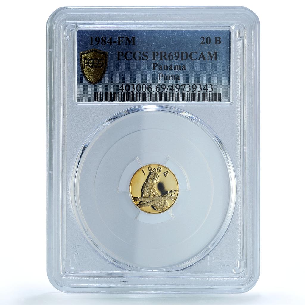 Panama 20 balboas Conservation Wildlife Puma Cat Fauna PR69 PCGS gold coin 1984 Panama 20 balboas Conservation Wildlife Puma Cat Fauna PR69 PCGS gold coin 1984