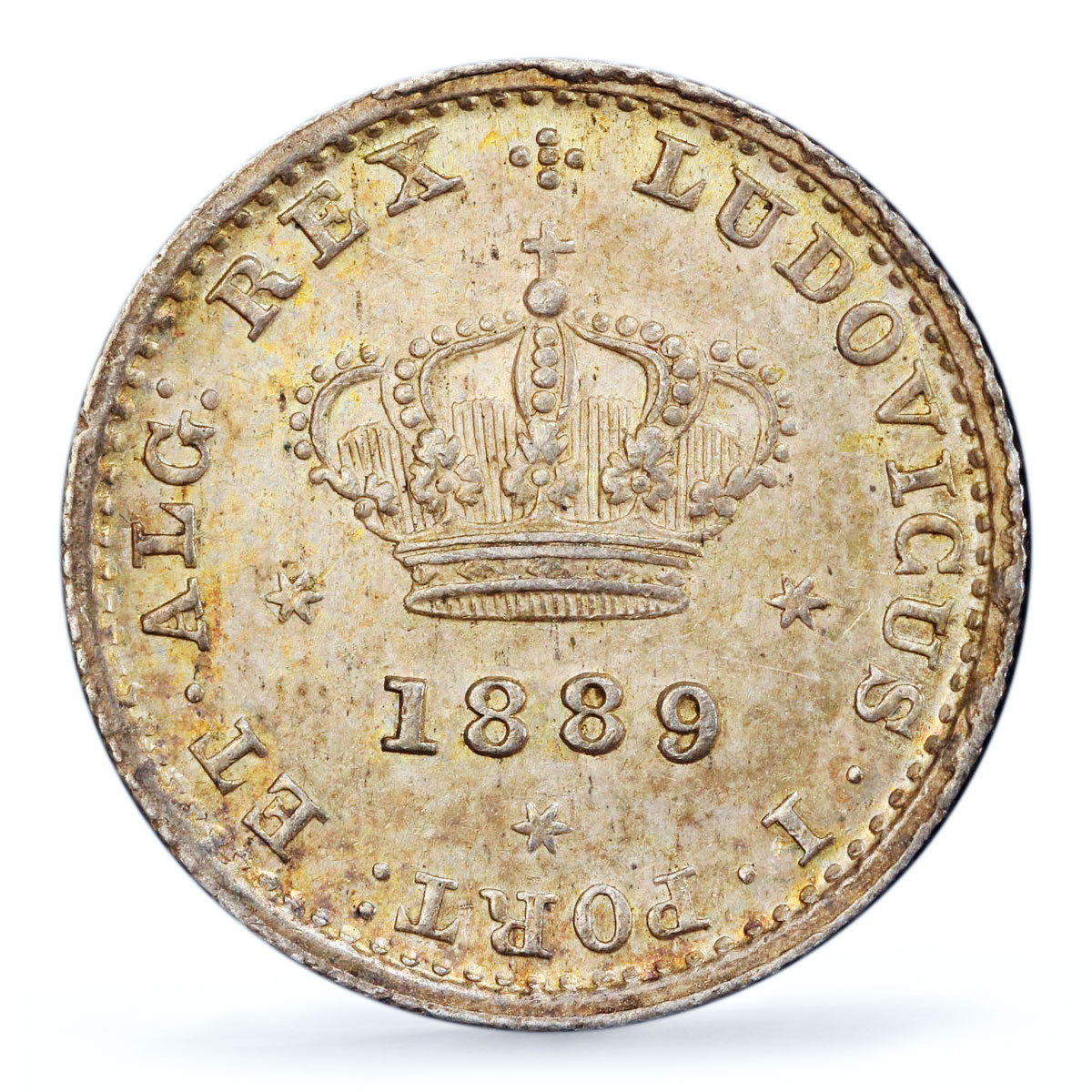 Portugal 50 reis King Luiz Luis I Coinage KM-506.1 MS62 PCGS silver coin 1889