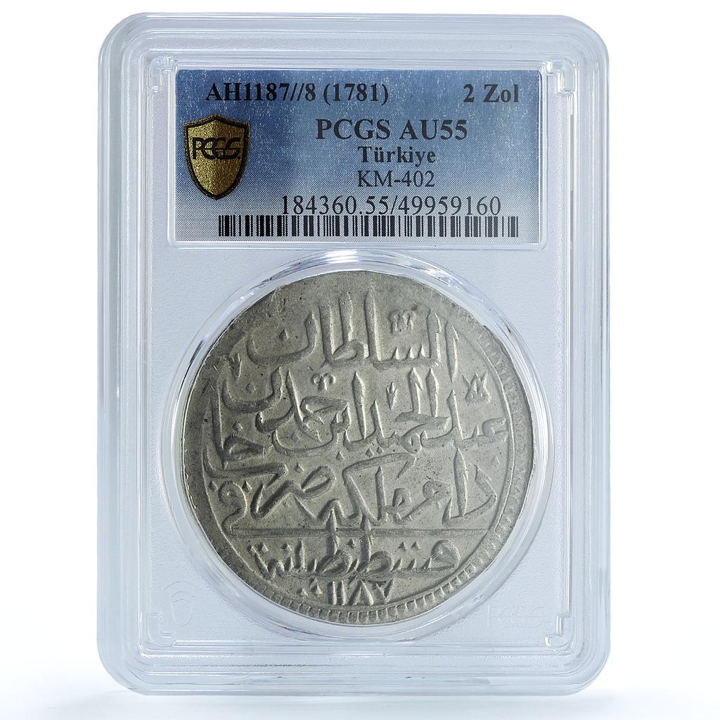 Turkey 2 zolota Sultan Abdulhamid I Coinage KM-402 AU55 PCGS billon coin 1781 Turkey 2 zolota Sultan Abdulhamid I Coinage KM-402 AU55 PCGS billon coin 1781