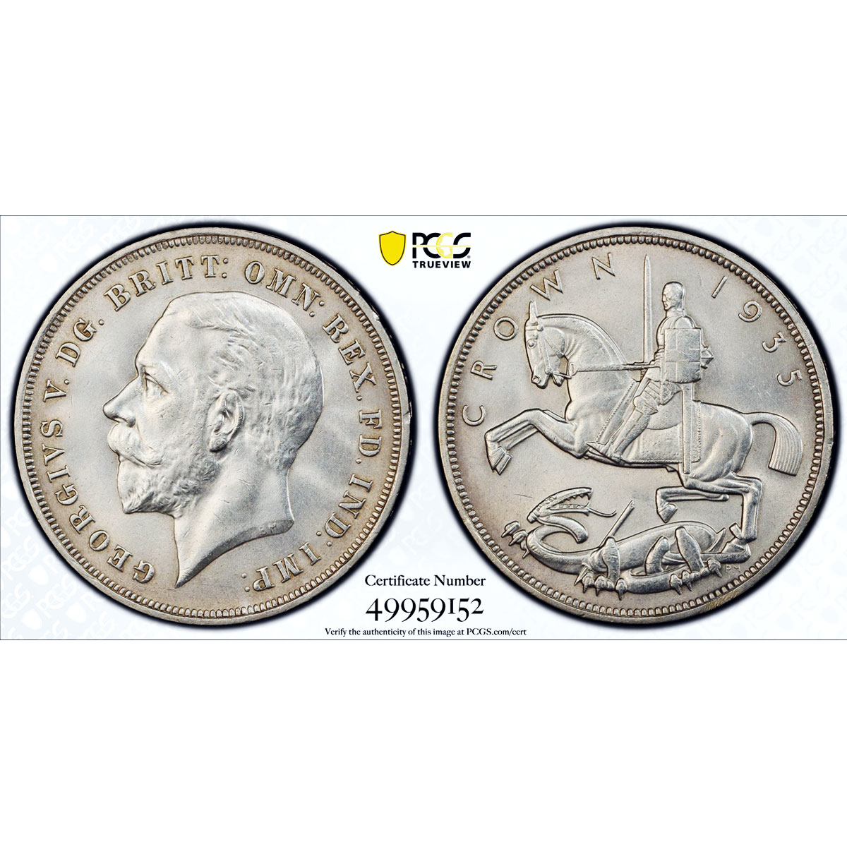 Great Britain 1 crown King George V Coronation KM-842 UNC PCGS silver coin 1935