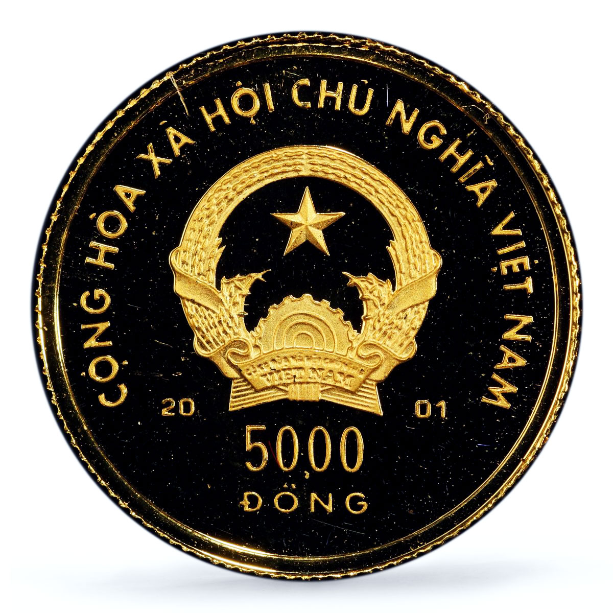 Vietnam 5000 dong Lunar Calendar Year of the Snake PR67 PCGS gold coin 2001