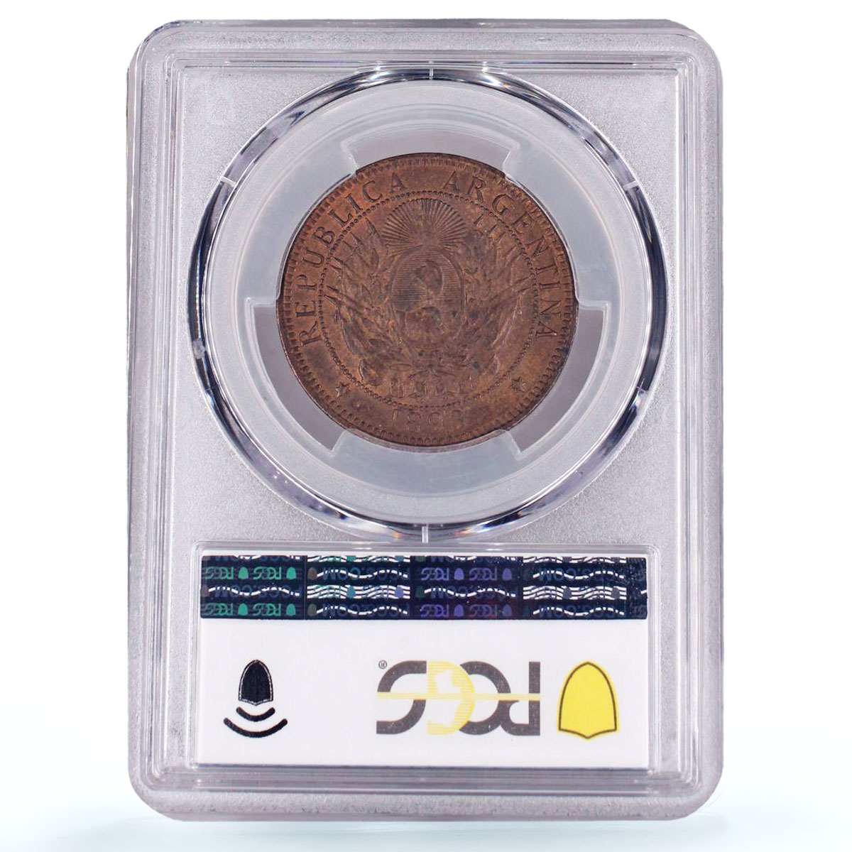 Argentina 2 centavos Republic Coinage Libertad KM-33 MS63 PCGS bronze coin 1893