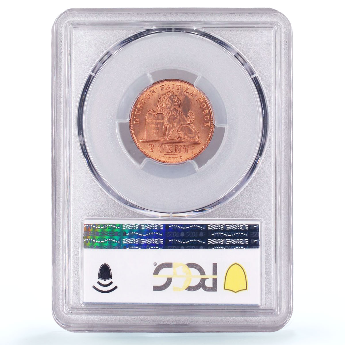 Belgium 2 cents Albert I Coinage Lion Arms French Legend MS64 PCGS Cu coin 1912