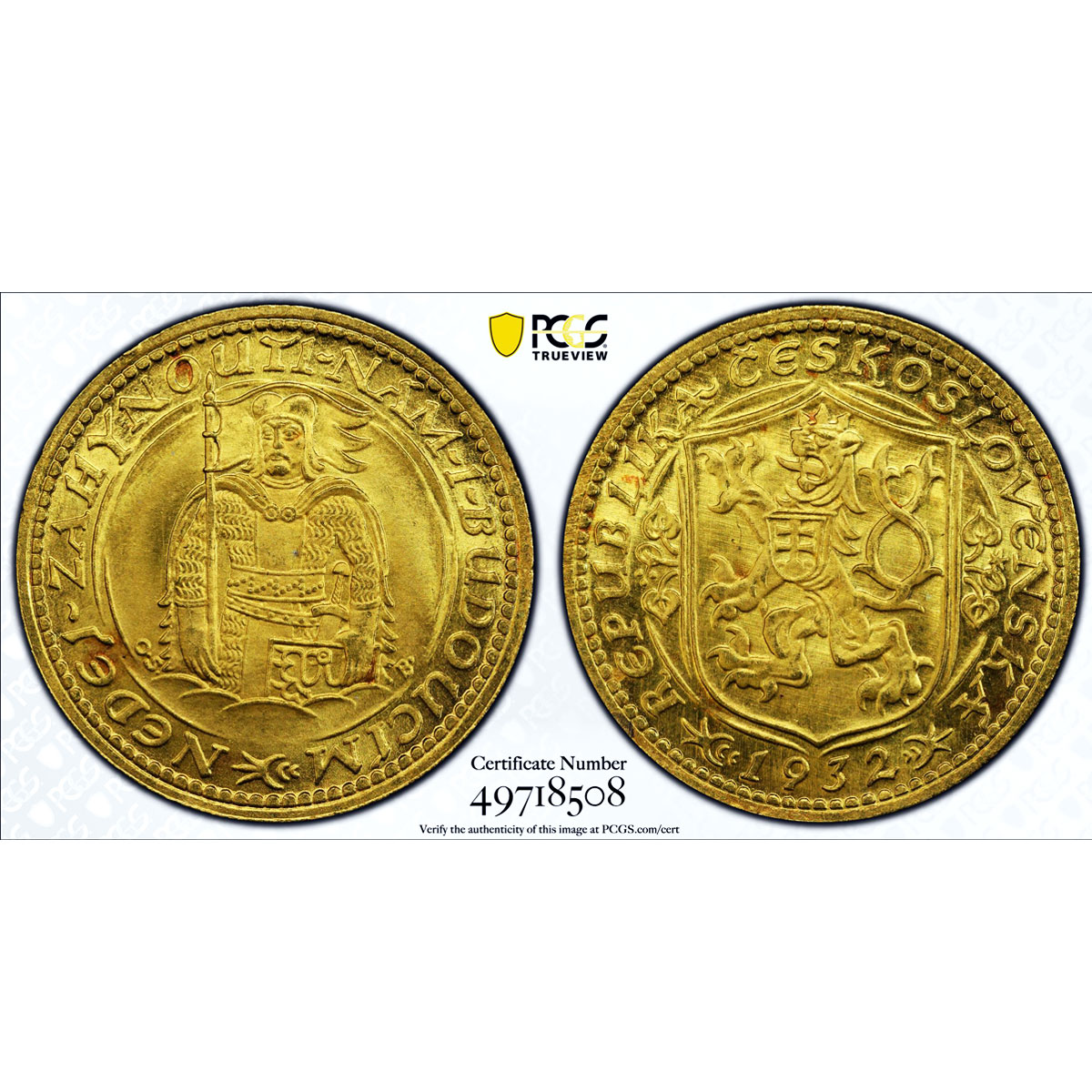 Czechoslovakia 1 dukat St. Wenceslaus No Serial Numbers MS66 PCGS gold coin 1932