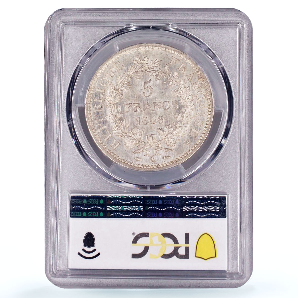 France 5 francs Liberty Equality Fraternity Hercules MS62 PCGS silver coin 1848