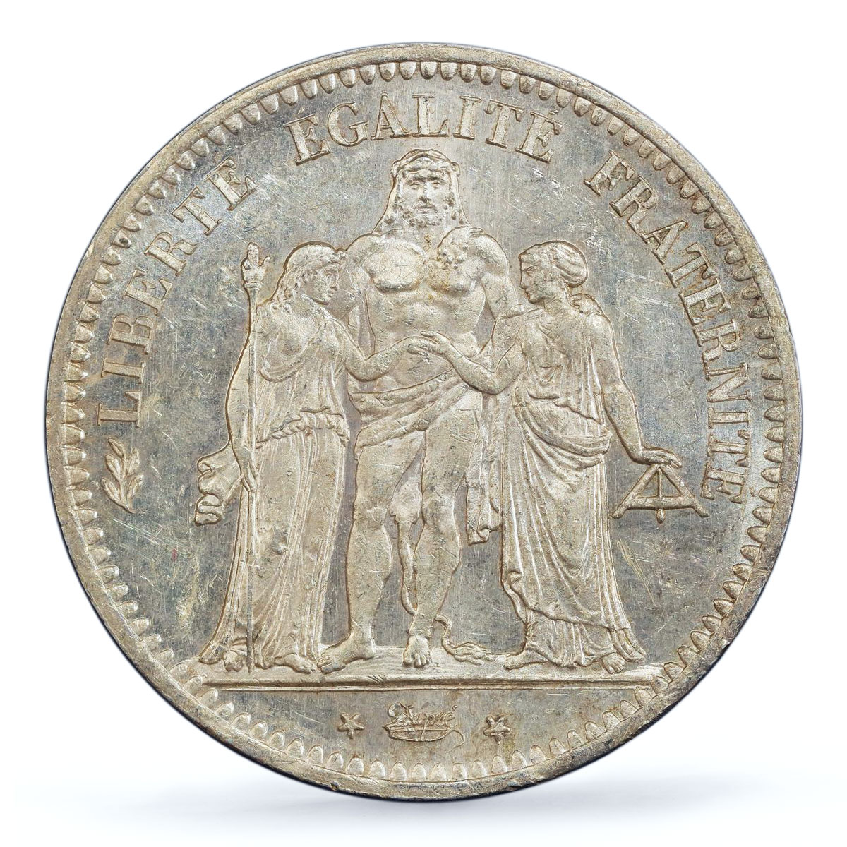 France 5 francs Liberty Equality Fraternity Hercules MS62 PCGS silver coin 1848