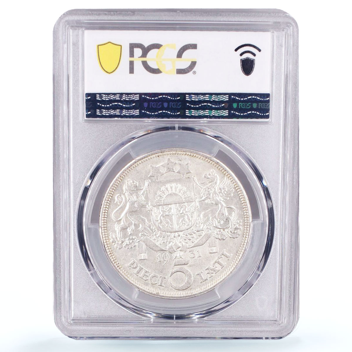 Latvia 5 lati Republic Coinage Maiden's Head KM-9 MS62 PCGS silver coin 1931