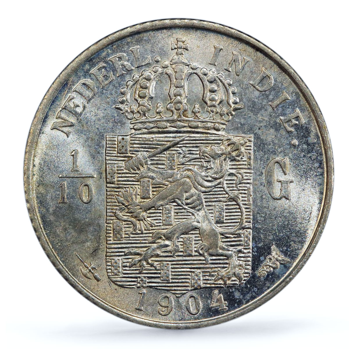 Netherlands East Indies 1/10 gulden Queen Wilhemina MS63 PCGS silver coin 1904