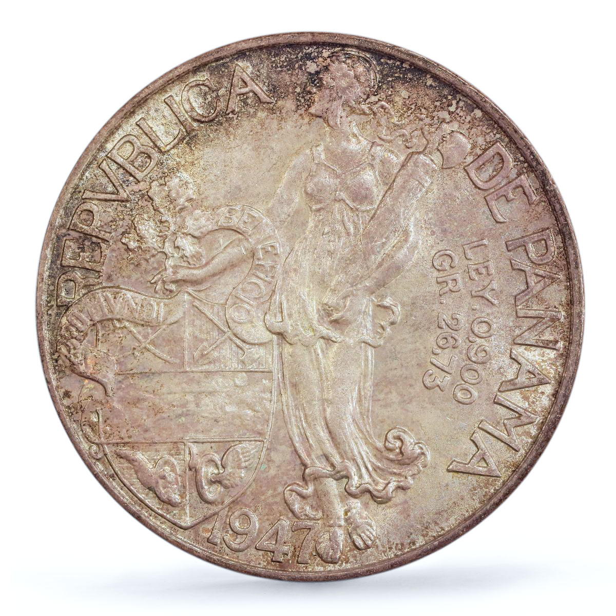 Panama 1 balboa Republic Coinage Vasco Nunez Balboa MS64 PCGS silver coin 1947