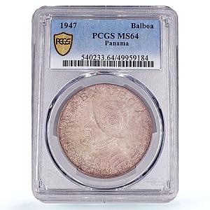 Panama 1 balboa Republic Coinage Vasco Nunez Balboa MS64 PCGS silver coin 1947