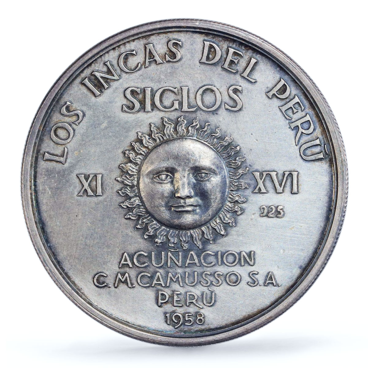 Peru Los Incas Manco Capac Indians Rulers MS62 PCGS silver medal coin 1958