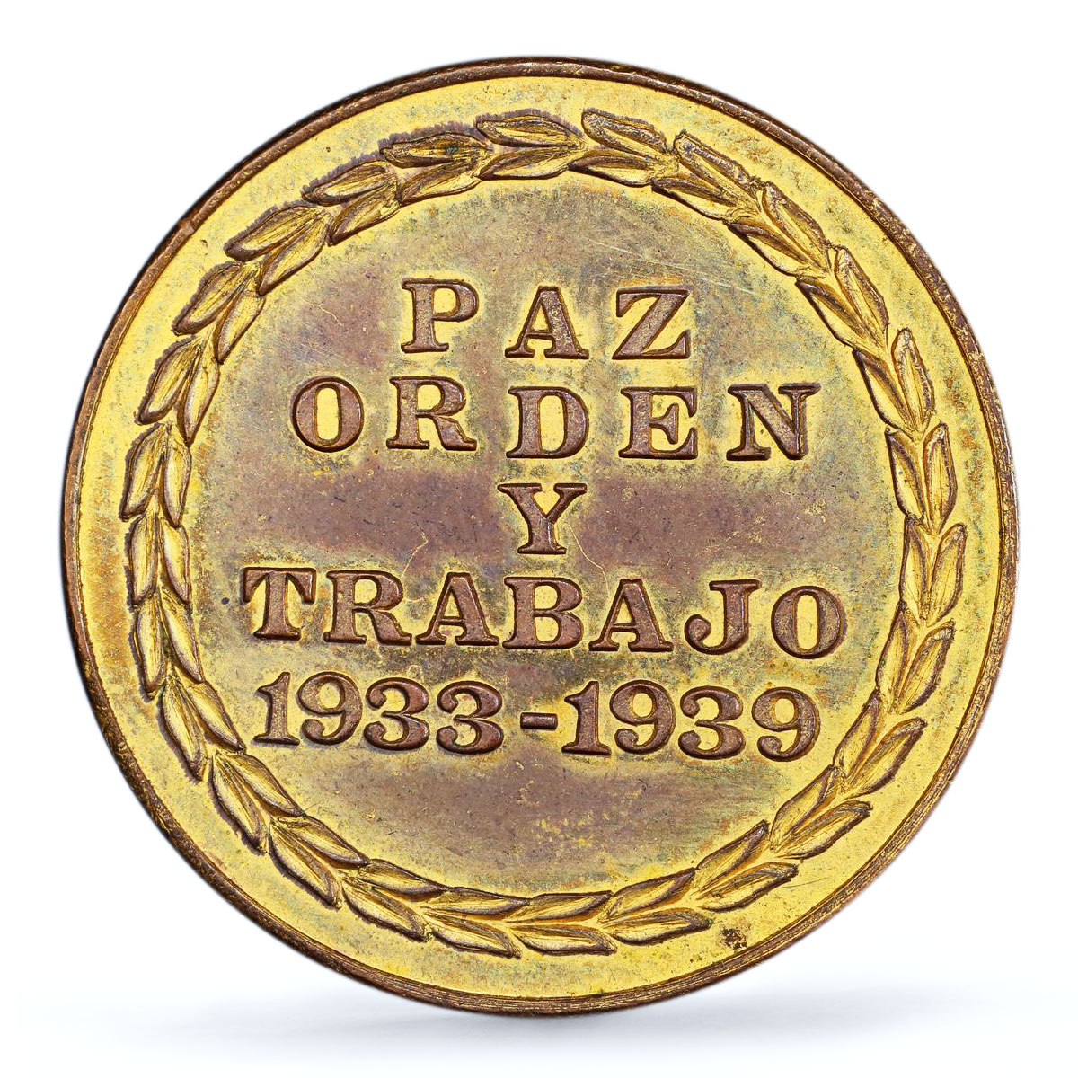 Peru General Oscar Benavides Politics Gilt SP63 PCGS copper medal 1939