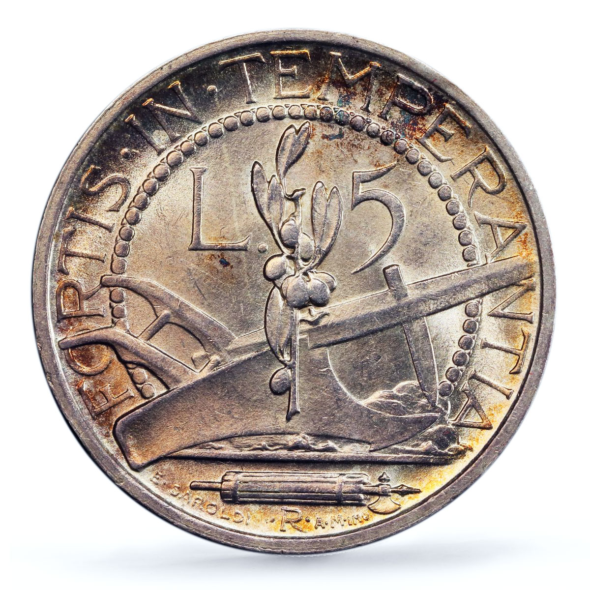 San Marino 5 lire Republic Coinage Liberty Head KM-9 MS64 PCGS silver coin 1937