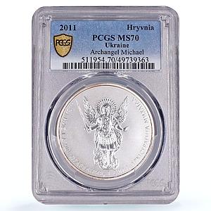 Ukraine 1 hryvnia Archangel Michael Archistratus MS70 PCGS silver coin 2011