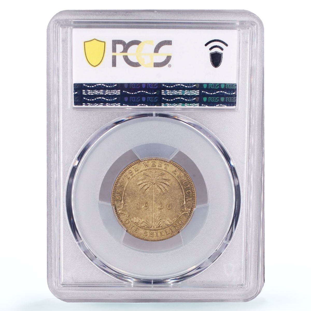 Great Britain West Africa 1 shilling George V KM-12a MS65 PCGS brass coin 1936