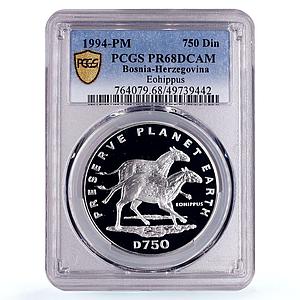 Bosnia Herzegovina 750 dinara Preserve Planet Eohippus PR68 PCGS Ag coin 1994