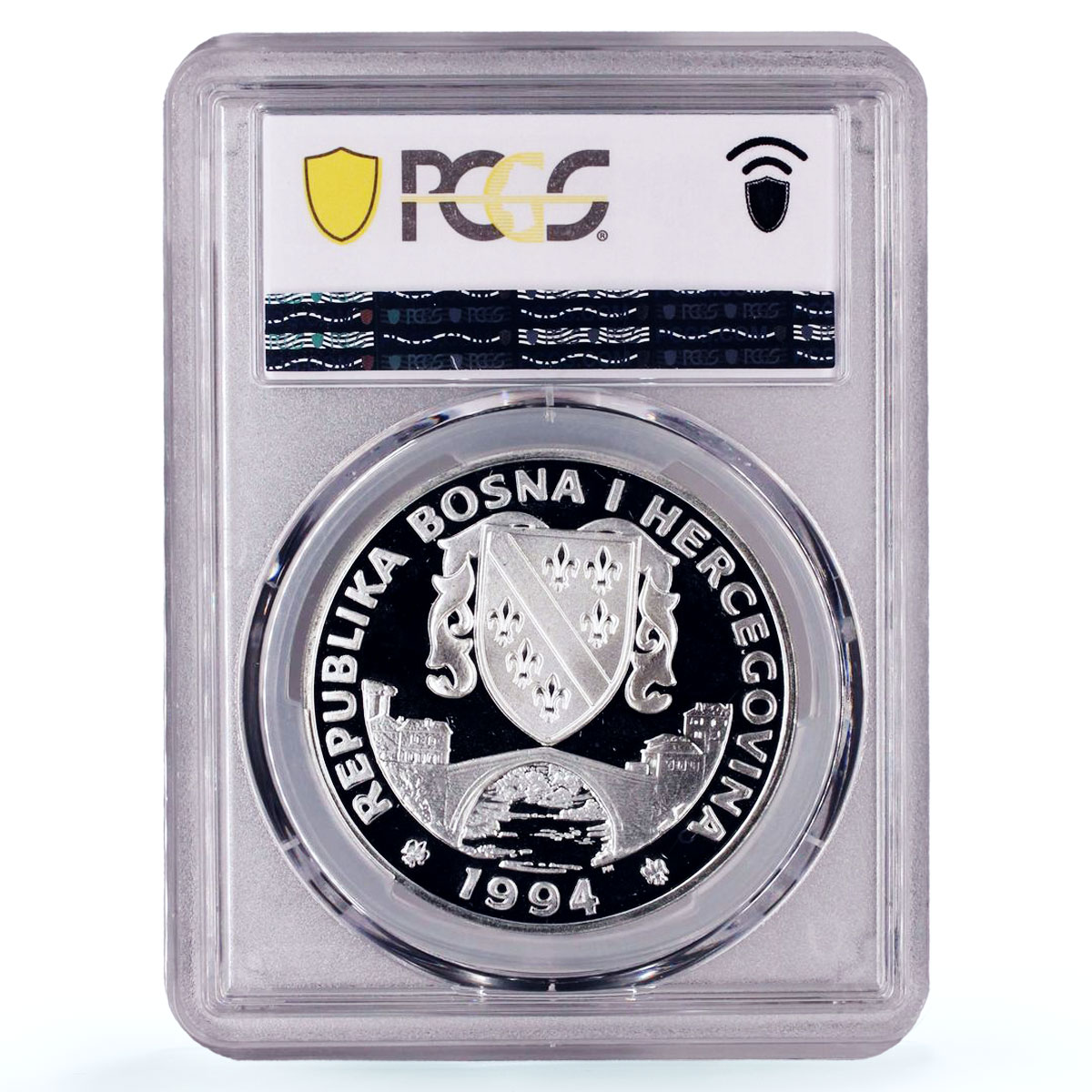 Bosnia Herzegovina 750 dinara Preserve Planet Eohippus PR68 PCGS Ag coin 1994