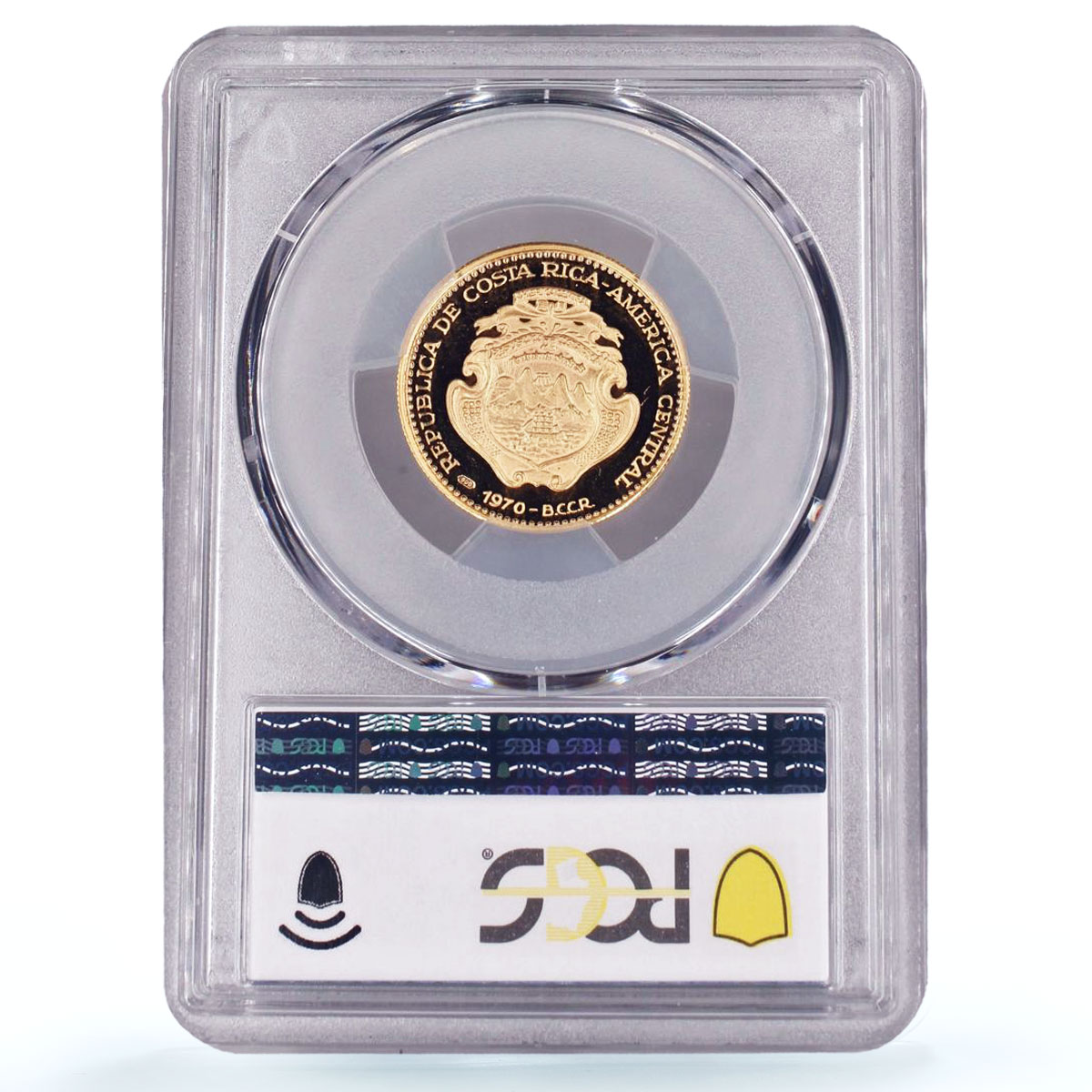 Costa Rica 50 colones Human Rights Conv. Fineness Left PR68 PCGS gold coin 1970