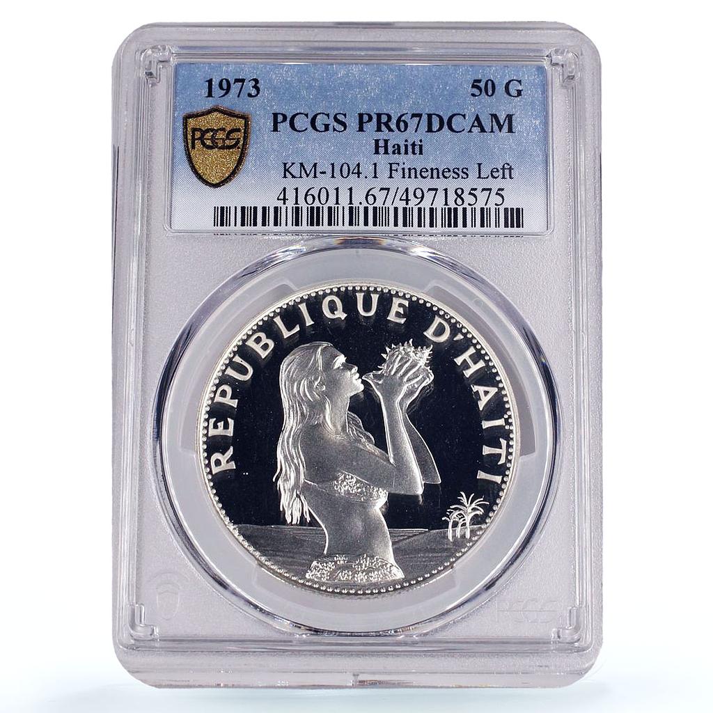 Haiti 50 gourdes Woman on the Beach Fineness Left PR67 PCGS silver coin 1973