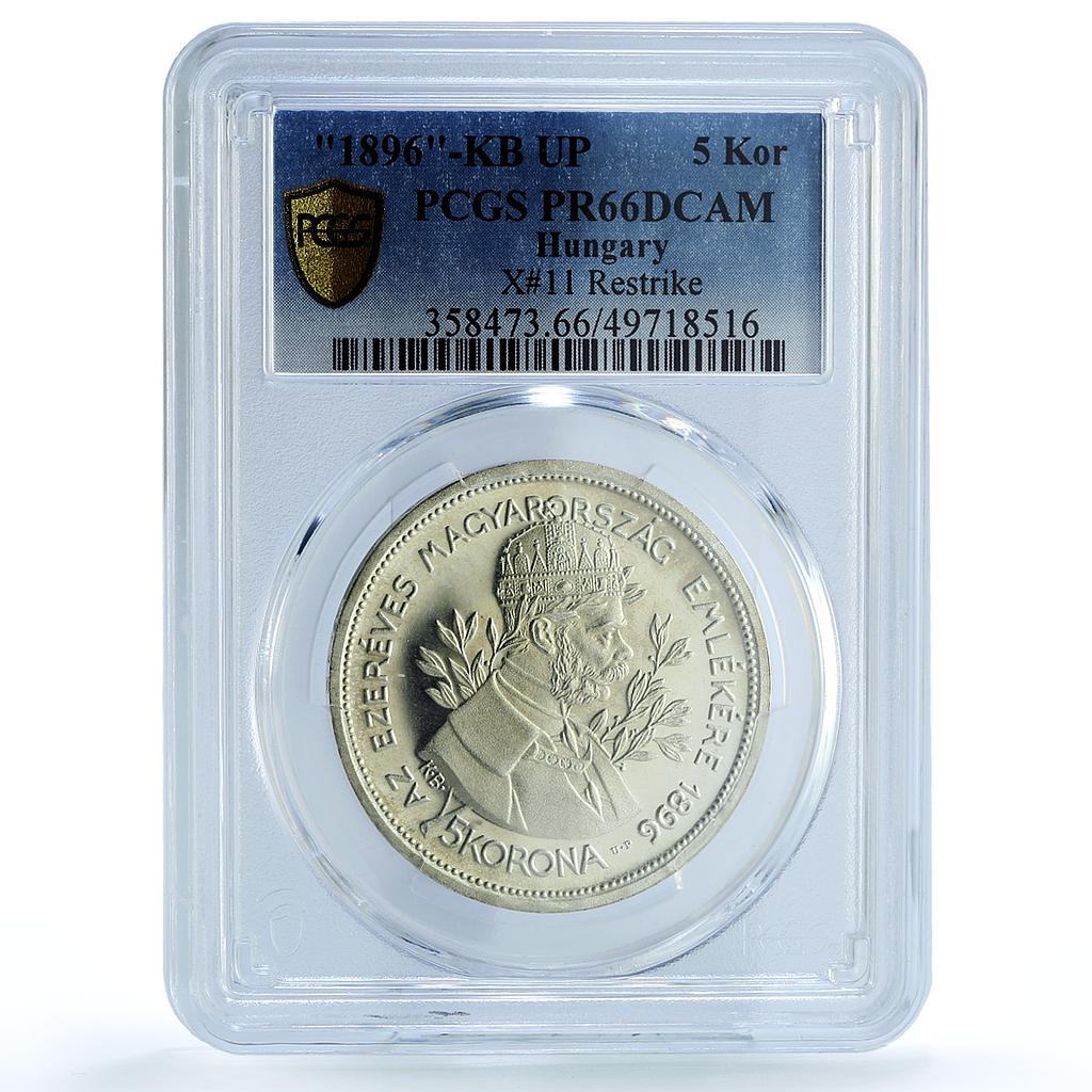 Hungary 5 korona Franz Joseph I Horseman RESTRIKE PR66 PCGS silver coin 1896 Hungary 5 korona Franz Joseph I Horseman RESTRIKE PR66 PCGS silver coin 1896
