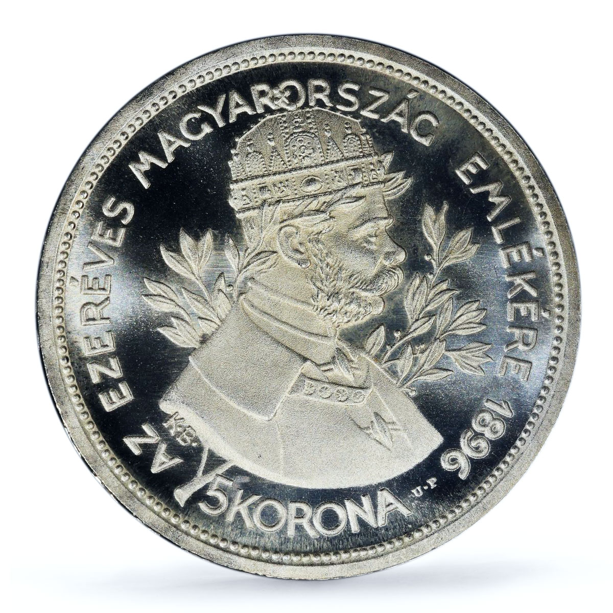 Hungary 5 korona Franz Joseph I Horseman RESTRIKE PR66 PCGS silver coin 1896
