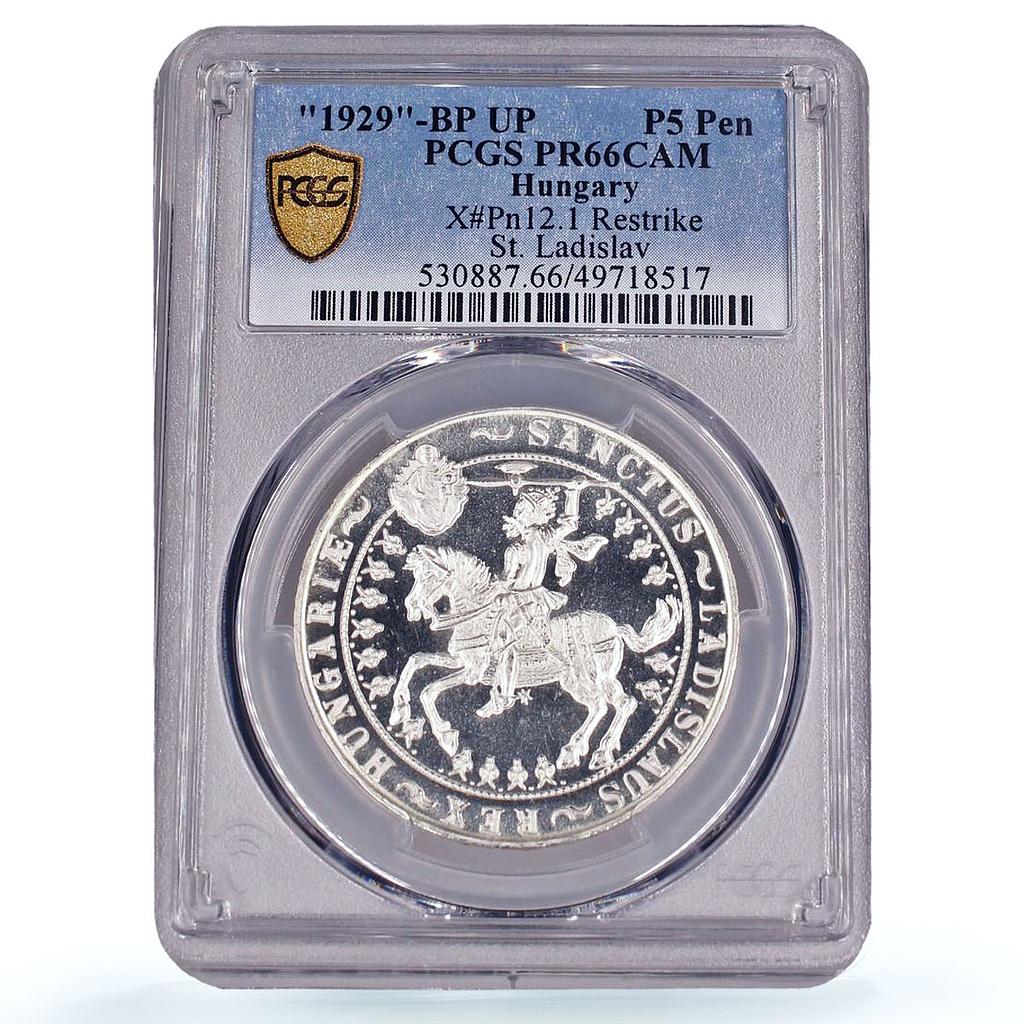 Hungary 5 pengo Saint Ladislav on Horseback RESTRIKE PR66 PCGS silver coin 1929