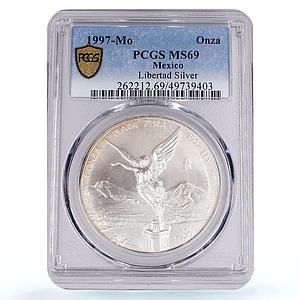 Mexico 1 onza Libertad Angel of Independence MS69 PCGS silver coin 1997
