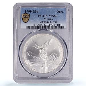 Mexico 1 onza Libertad Angel of Independence MS69 PCGS silver coin 1999