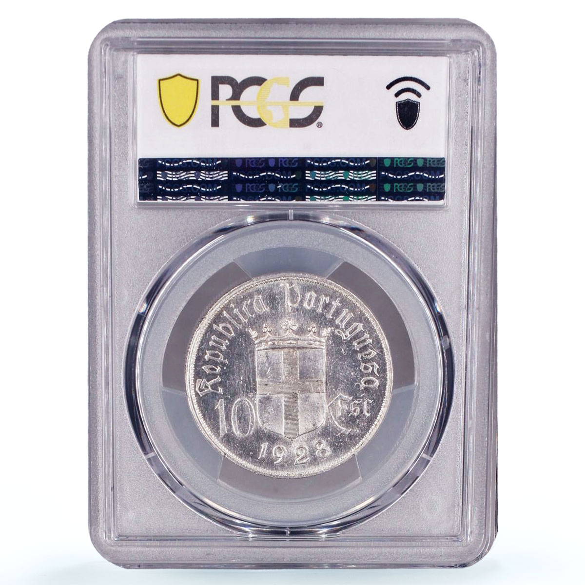 Portugal 10 escudos Ourique Battle Horseman KM-579 MS64 PCGS silver coin 1928