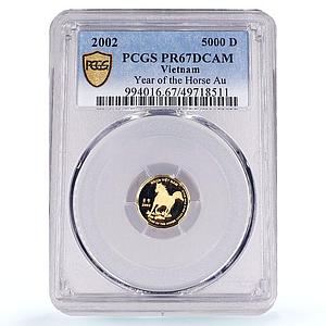 Vietnam 5000 dong Lunar Calendar Year of the Horse PR67 PCGS gold coin 2002