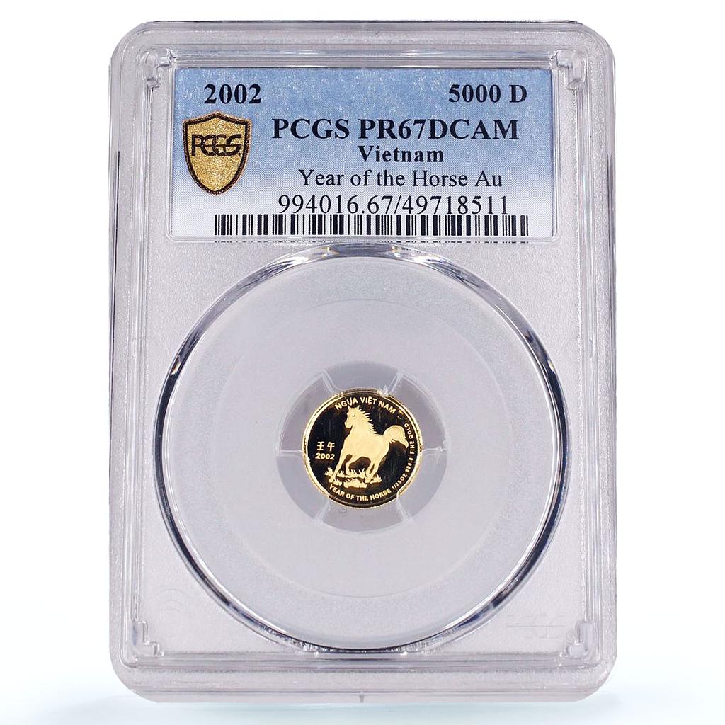 Vietnam 5000 dong Lunar Calendar Year of the Horse PR67 PCGS gold coin 2002