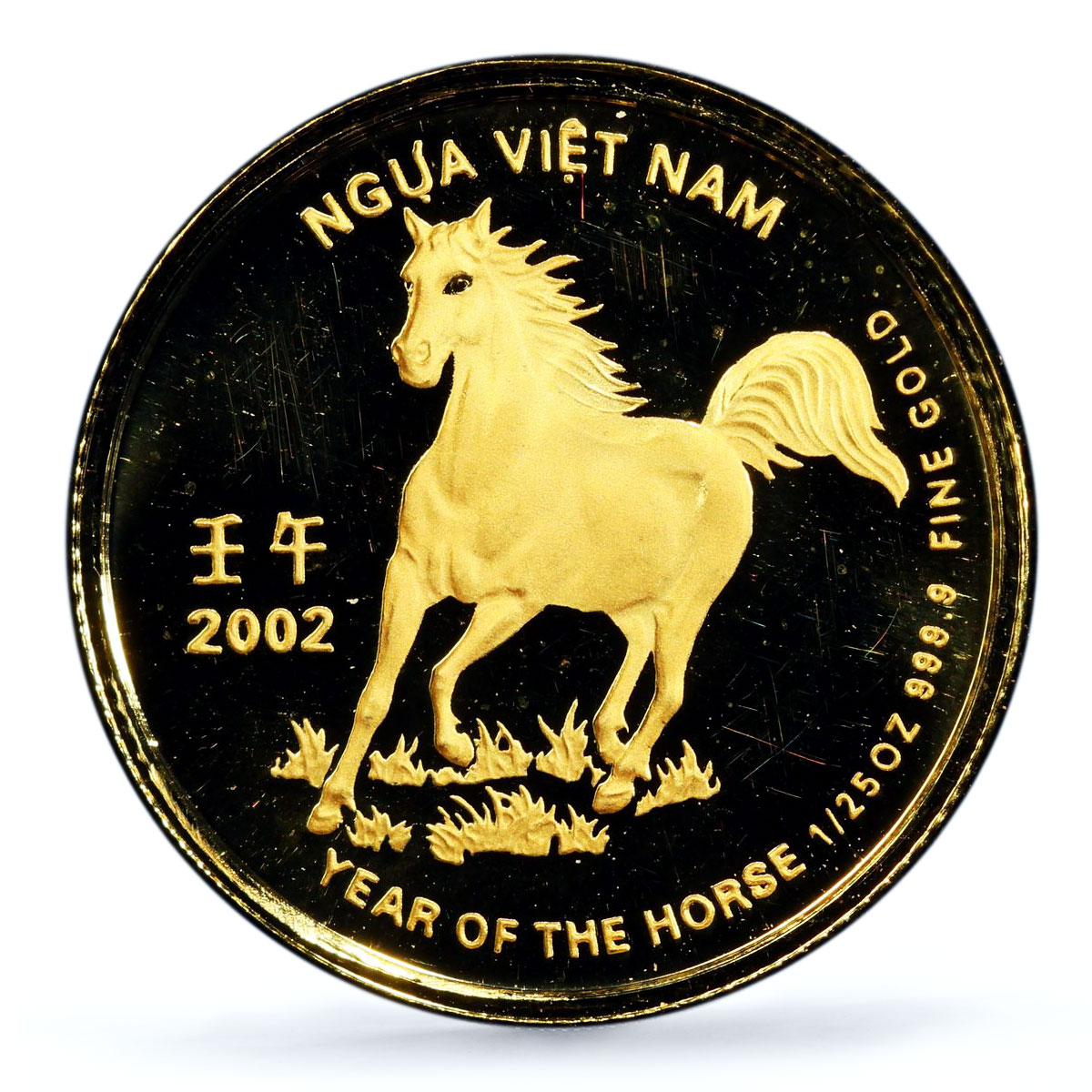 Vietnam 5000 dong Lunar Calendar Year of the Horse PR67 PCGS gold coin 2002